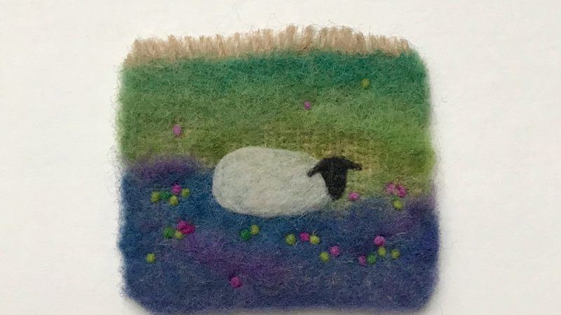 Sheep in Blue Flower Meadow